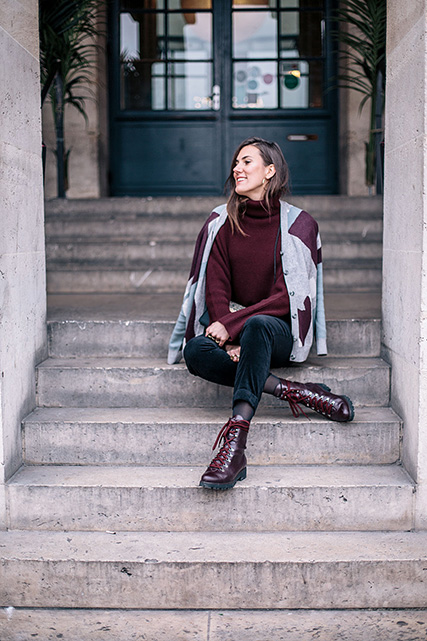 Look d’hiver éthique & éco aux accents bordeaux