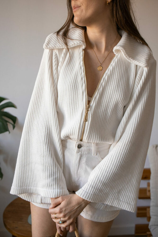 pull gilet blanc